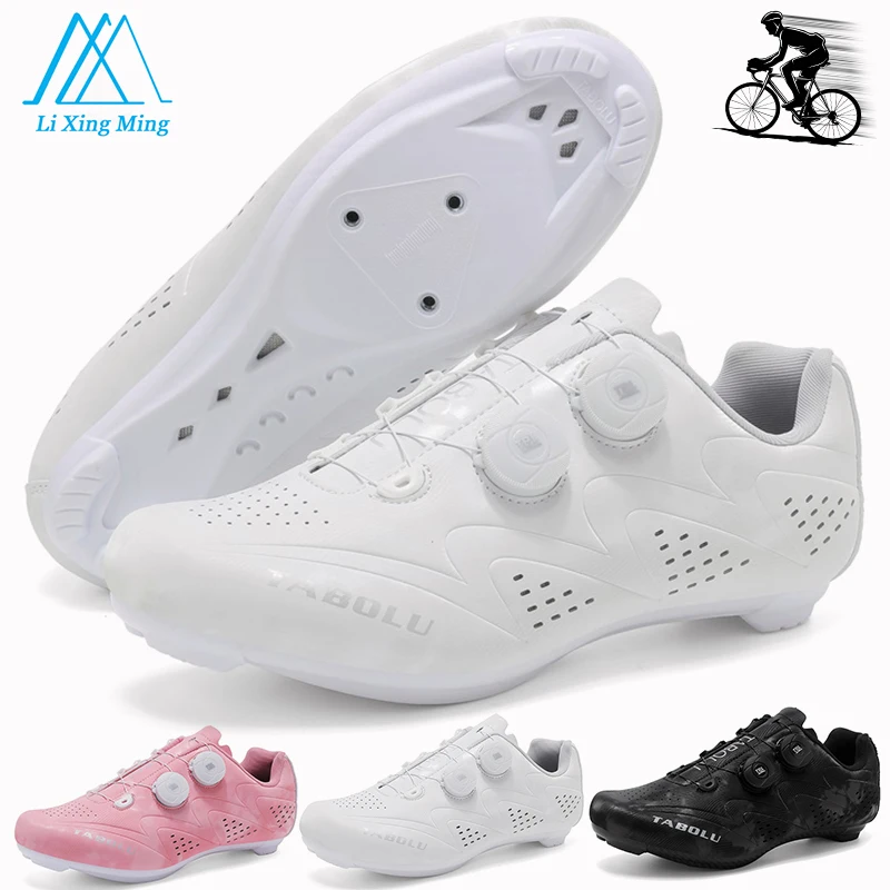 

Новая обувь для шоссейного велоспорта, женские белые бутсы на плоской подошве, кроссовки для скоростного велоспорта, мужская велосипедная обувь, самоблокирующаяся нескользящая обувь для горного велосипеда