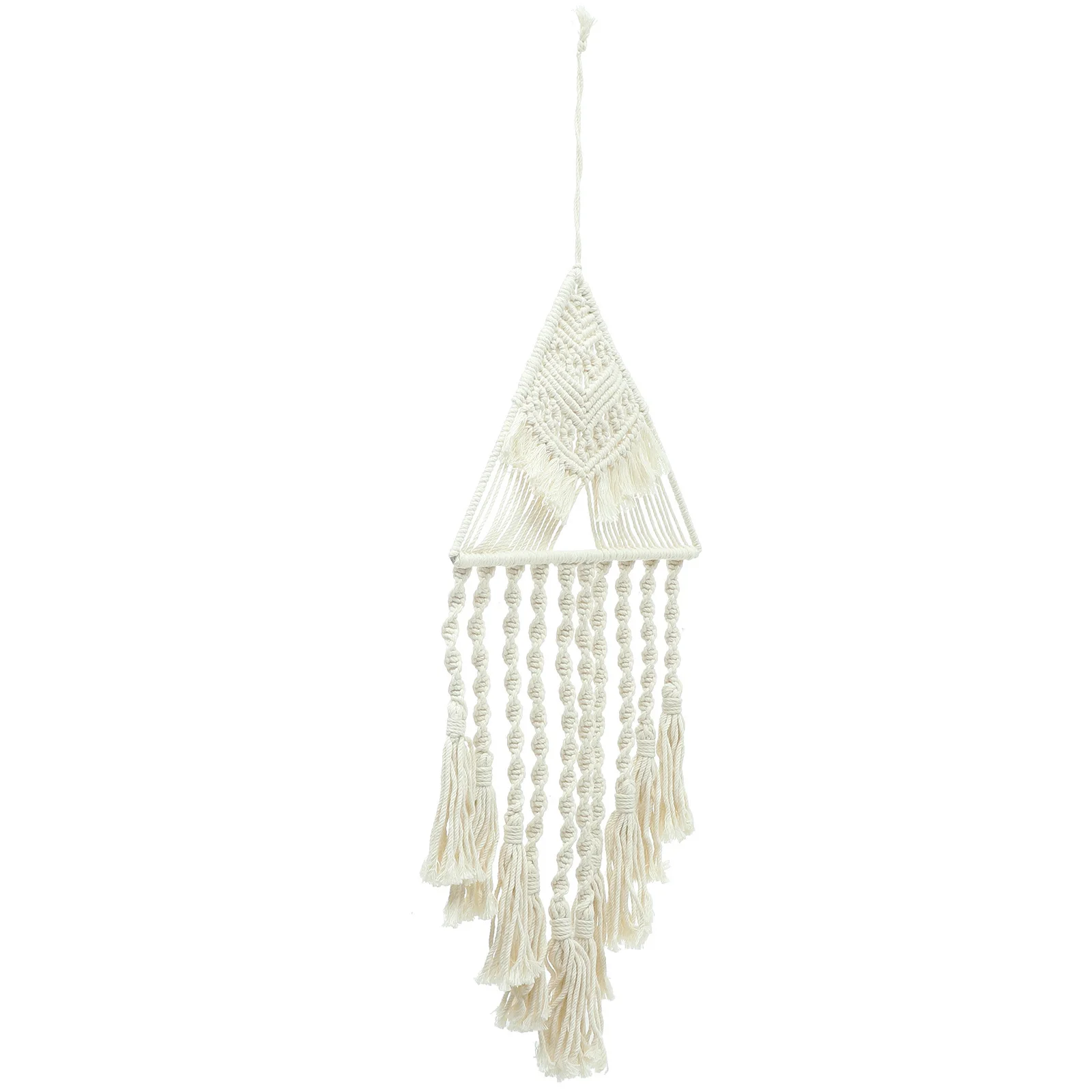 Boho Makrama Tkana Dekoracja Ścienna Trójkątna z Frędzlami Ręcznie Robiona Gobelin Ozdoba Ścienna w Stylu Boho do Sypialni
