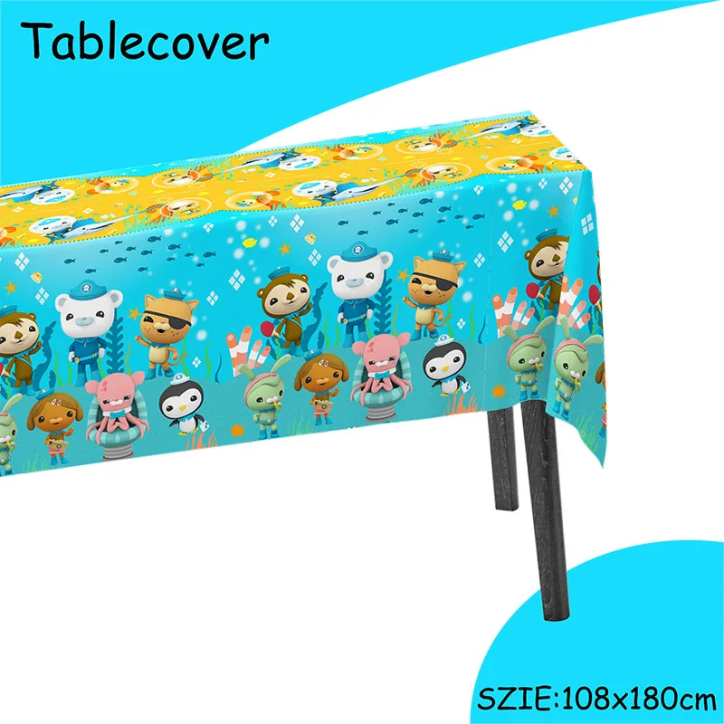 The Octonauts Theme Ocean Birthday Double-sided Design Printing Napkin Birthday Party Tablecloth Home Living Decor Table Linen