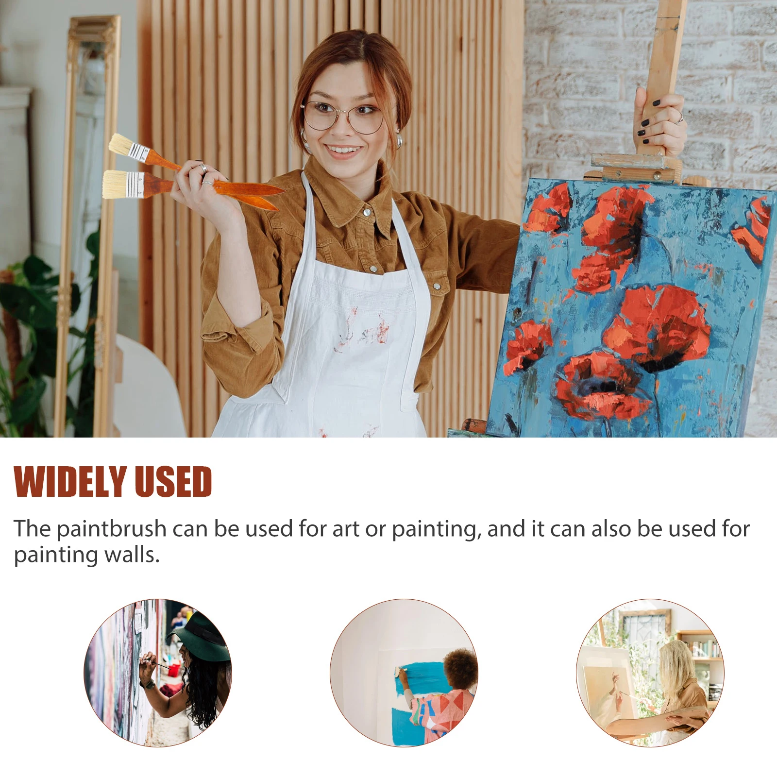 

Oil Paint Brush Handle Painting Flat Brushes Large Paintbrush for Thick Small Practical Artist