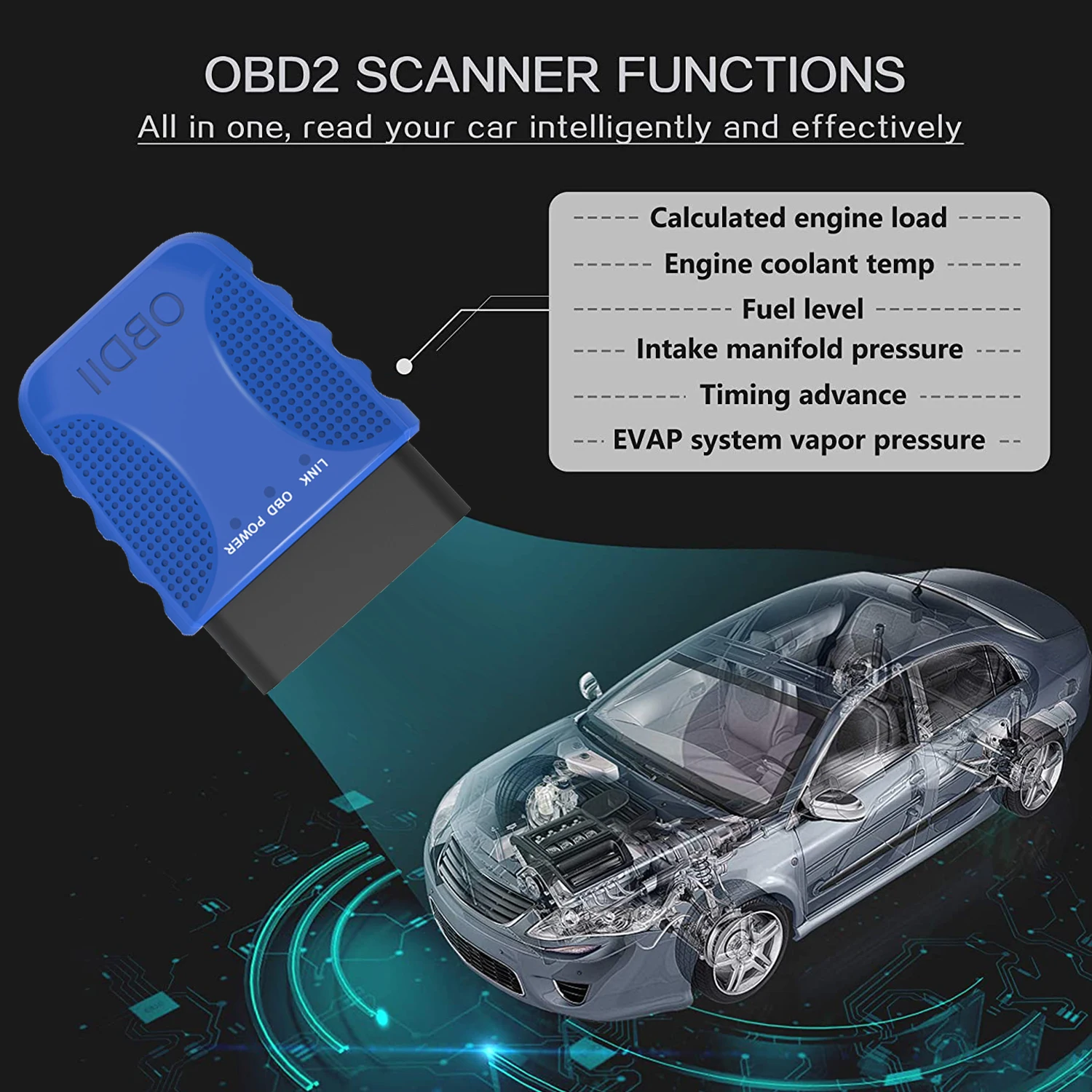 Automotive Diagnostic Tools Bluetooth-Compatible OBD2 Scanner V1.5 Code Reader OBDII Diagnosis Scanner for Android IOS Windows