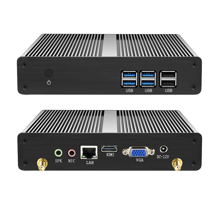 Безвентиляторный мини-ПК Intel Core i3 5005U i5 4200U i7-4500U Celeron 2955U DDR3L mSATA 2,5-дюймовый SATA Windows 10 Pro 8x USB-порты Wi-Fi
