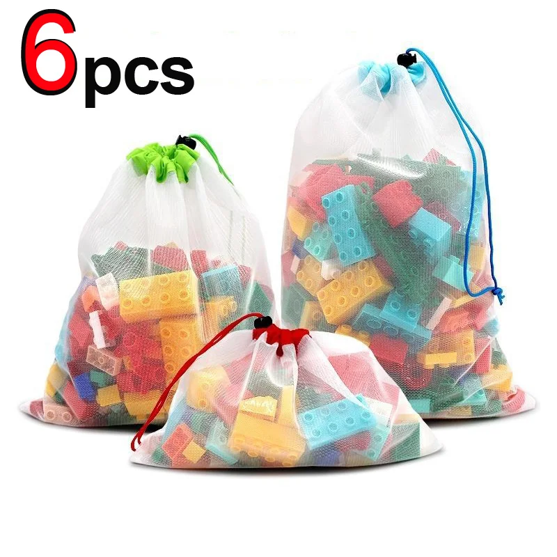 

Drawstring Bag Toy Organizer Bag Reusable Mesh Produce Bags Kitchen Fruit Vegetables Bag Washable Mesh Bags Storage Bag For Toys