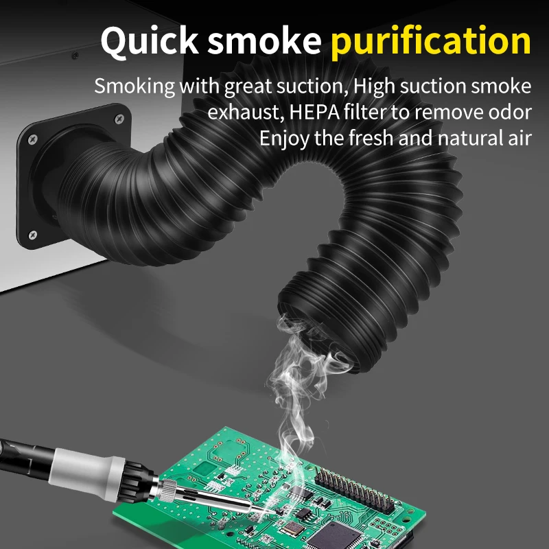 LUXIANZI 220V Tabletop Solder iron Smoke Absorber With LED Light ESD Fume Extractor Filter Screen Smoking Instrument