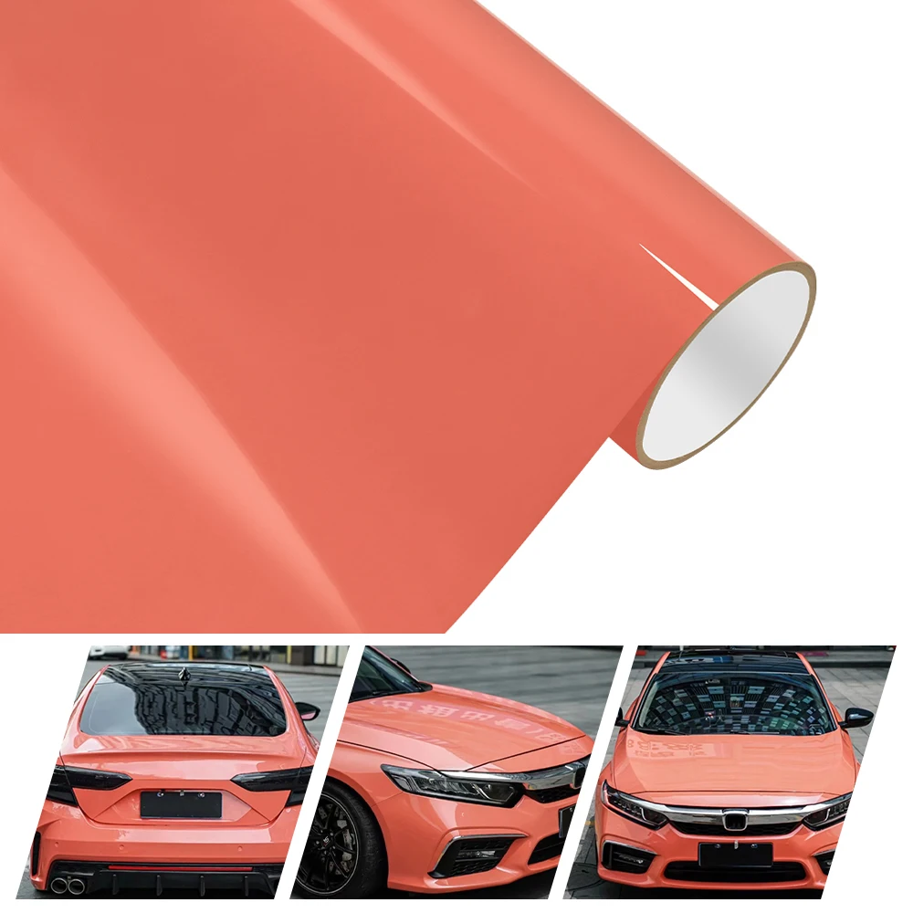 

Car Gloss Vinyl Wrap Film Platinum Coral Orange Color Sticker Car Motorcycles Body Styling Decals Decoration Sticker Accessiries