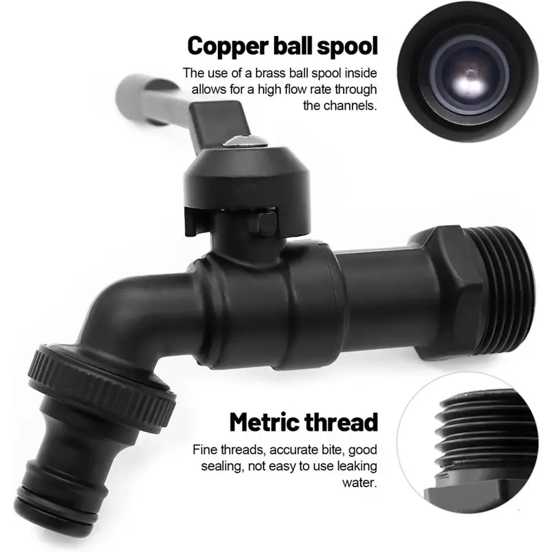 Frost-Proof Outdoor Water Tap With Hose Connection- Garden Ball Valve 1/2 Inch Tap