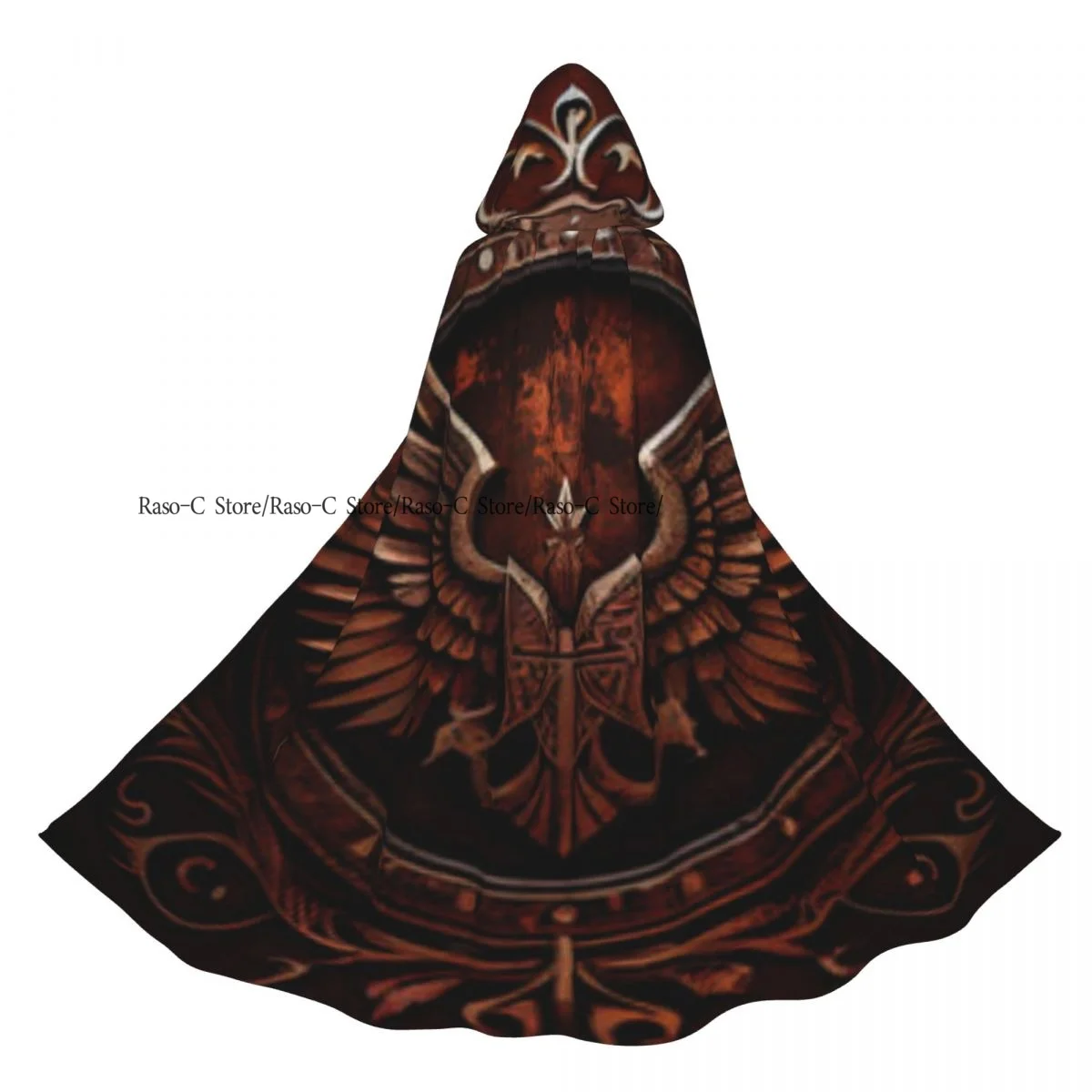 Adult Cloak Cape Hooded Circle Shield With Wings Grunge Medieval Costume Witch Wicca Vampire Elf Purim Carnival Party