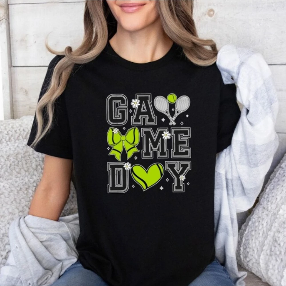 Funny Tennis Shirt Tennis Game Day Shirt Tennis Lovers Gift for Outdoor Enthusiasts Women T Shirt Printed T-shirt Tops