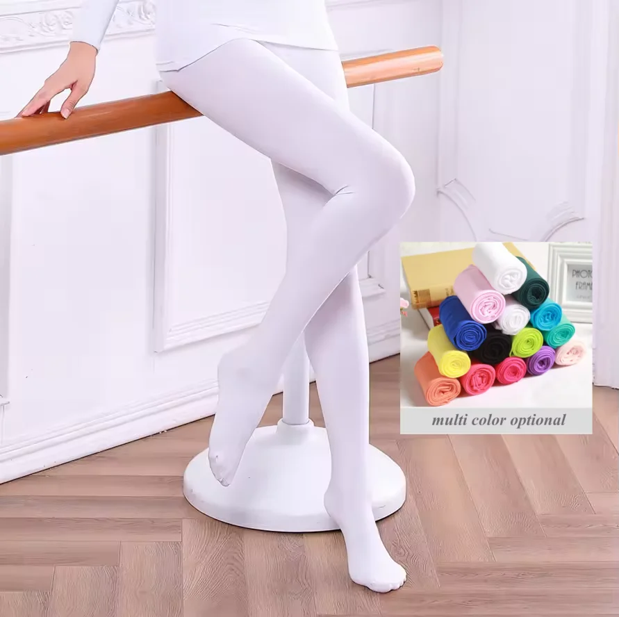 Printemps automne couleur bonbon enfant collants Ballet danse collants pour princesse filles étudiant bas velours solide blanc enfants collants