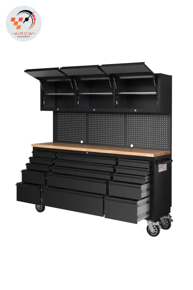 AIROW American 72-inch black steel home garage large multi-functional auto repair combination tool cabinet cart racing workbench
