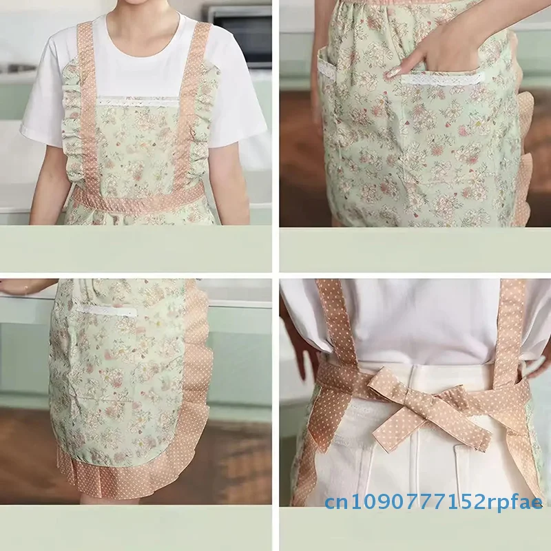 1-teilige süße Canvas-Heimschürze für Damen, Küche, Kochen, atmungsaktiv, Antifouling, verschleißfest, Reinigung, neue Canvas-Schürze