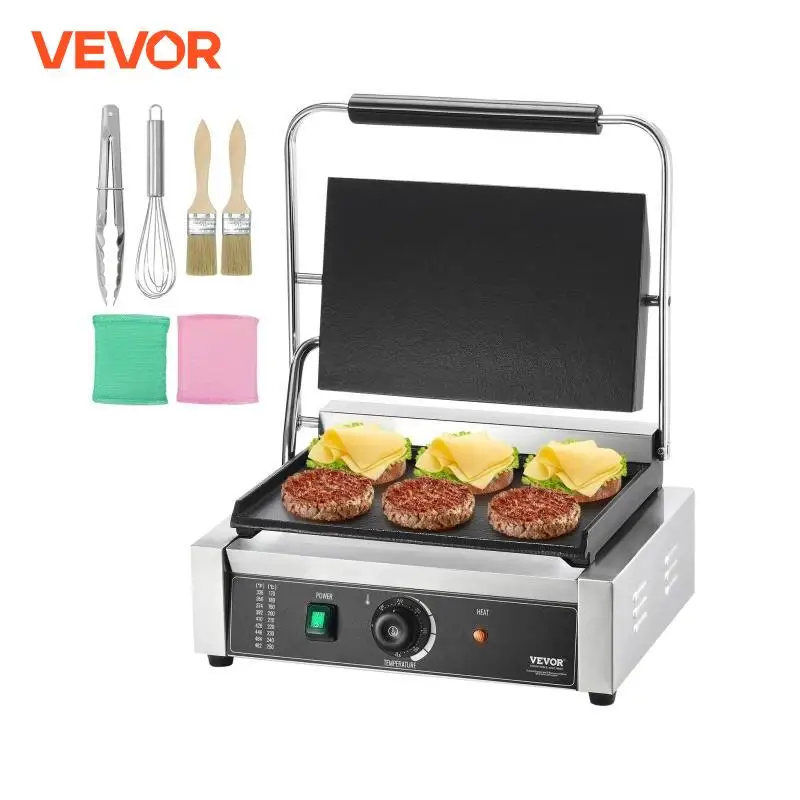 VEVOR Grill Électrique 2200 W, Presse à Panini Commercial en Inox, Appareil à Sandwich avec Contrôle