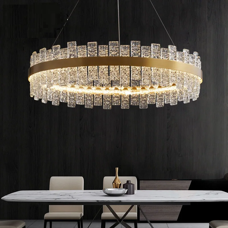 

Modern Led Frosted Glass Crystal Chandelier Restaurant Light Luxury Pendant Lamp for Living Room Dining Bedroom Decor Lighting