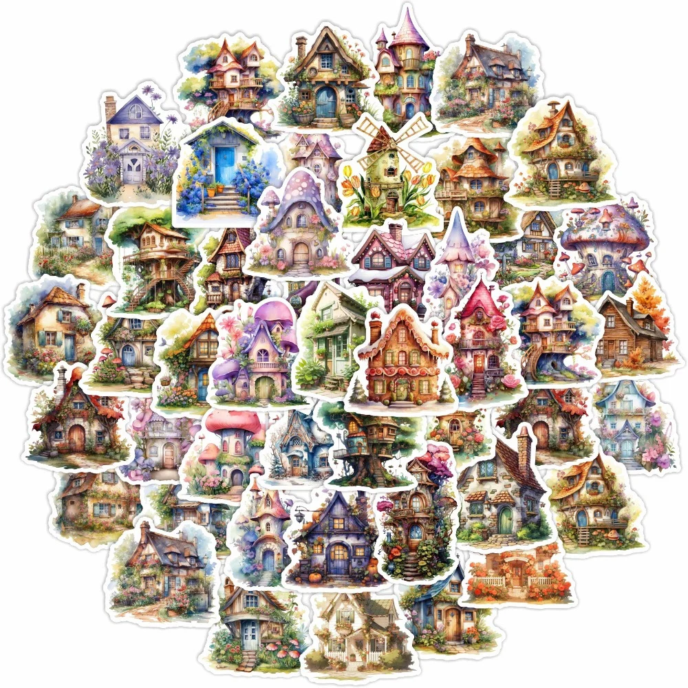 10/30/50 قطعة الرجعية خرافة الزهور منزل الكرتون ملصقات لطيف الإبداعية الشارات ل القرطاسية الأمتعة الغيتار الجمالية ملصق #3