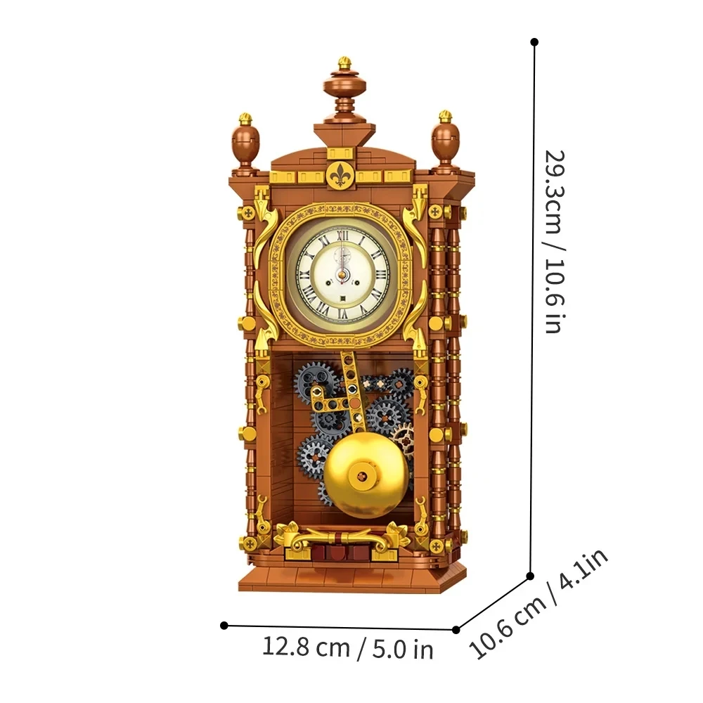 Blocs de Construction d'horloge pivotante série rétro classique, 751 pièces, avec pendule, ensemble de briques de Construction, cadeaux, jouets pour garçons et filles