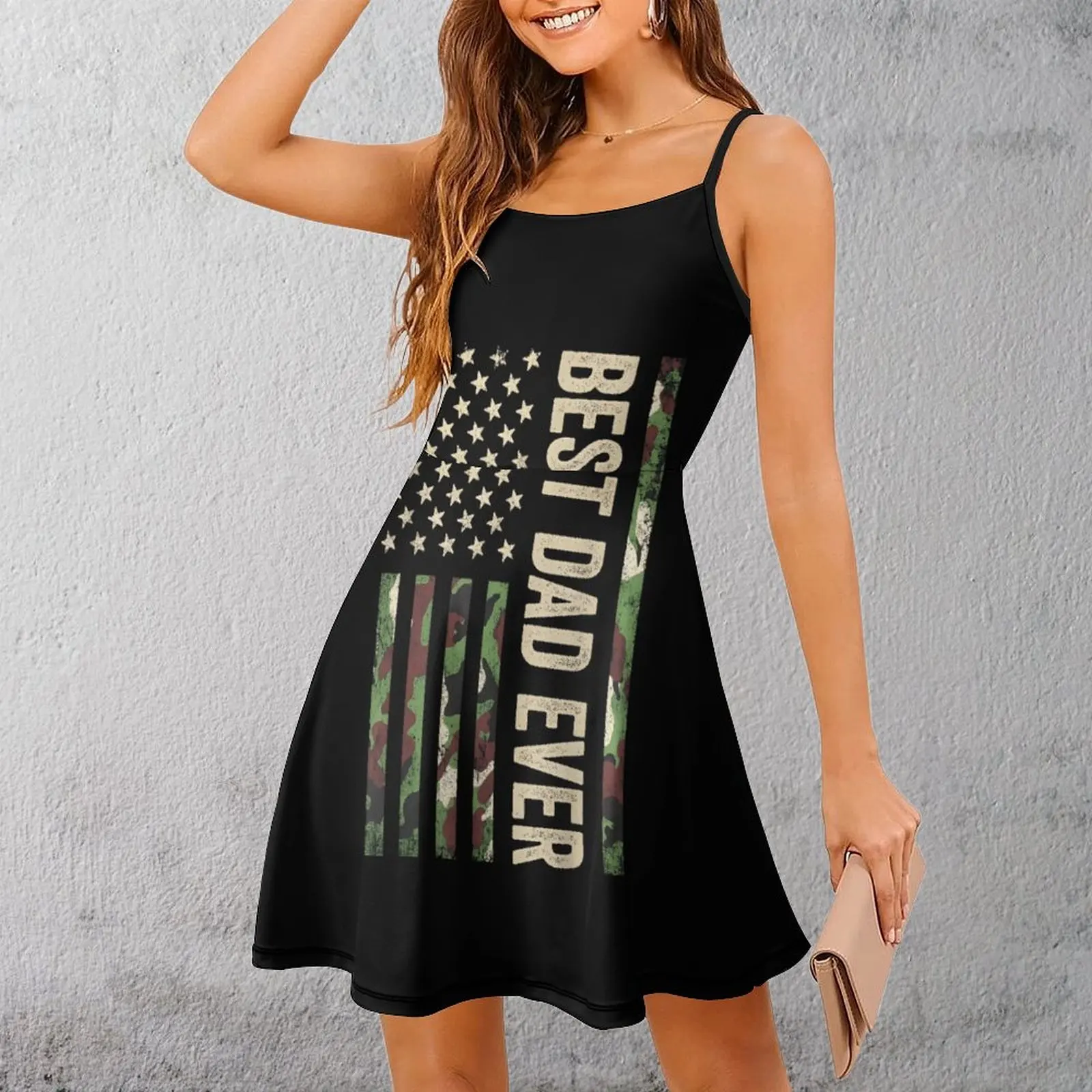 

Экзотическое женское платье на бретельках с камуфляжным флагом «Лучший папа», забавное женское платье для отпуска, платье на бретелях, высочайшее качество