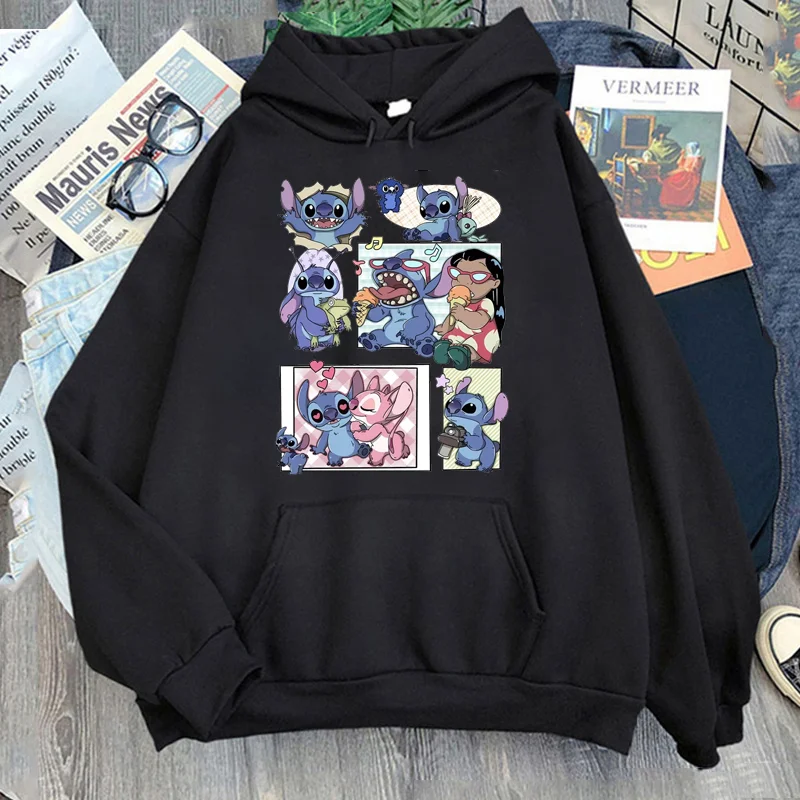 Anime Cartoon Disney Donald Duck Daisy Duck Mickey Couple Hooded Autumn Winter Kawaii Graphic Casual Sweatshirt for Women