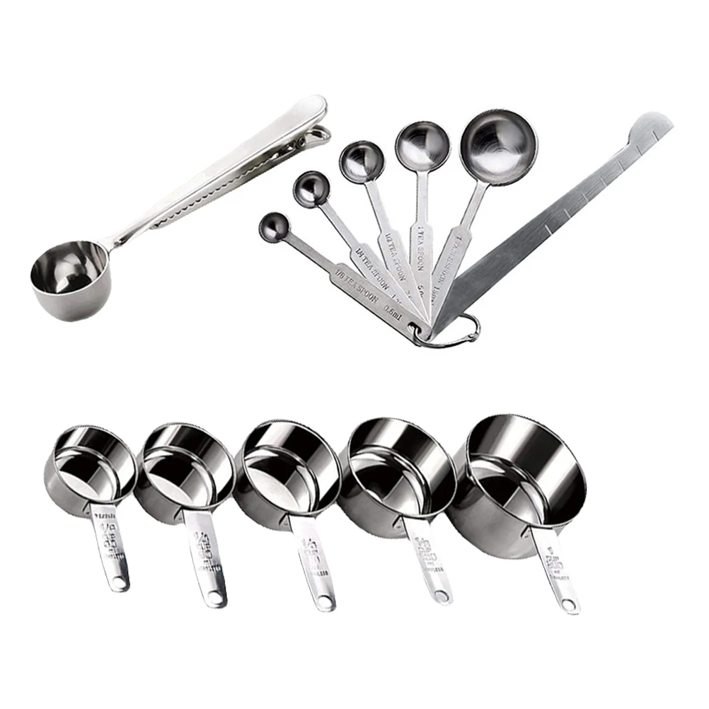 

12Pcs Stainless Steel Kitchen Measuring Set Nesting Cups Measuring Spoons Baking Tools Kit Stainless Seasoning Spoons