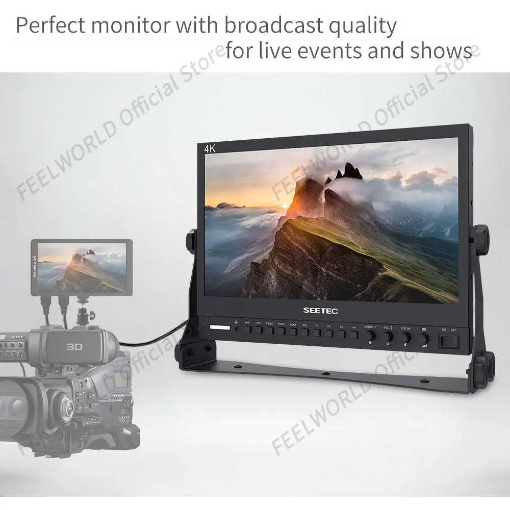 Seetec 4K133-9HSD-192(Original P133-9HSD) 13.3นิ้ว IPS 3G-SDI 4K HDMI LCD Broadcast Monitor Director Desktop อลูมิเนียมสำหรับ Live