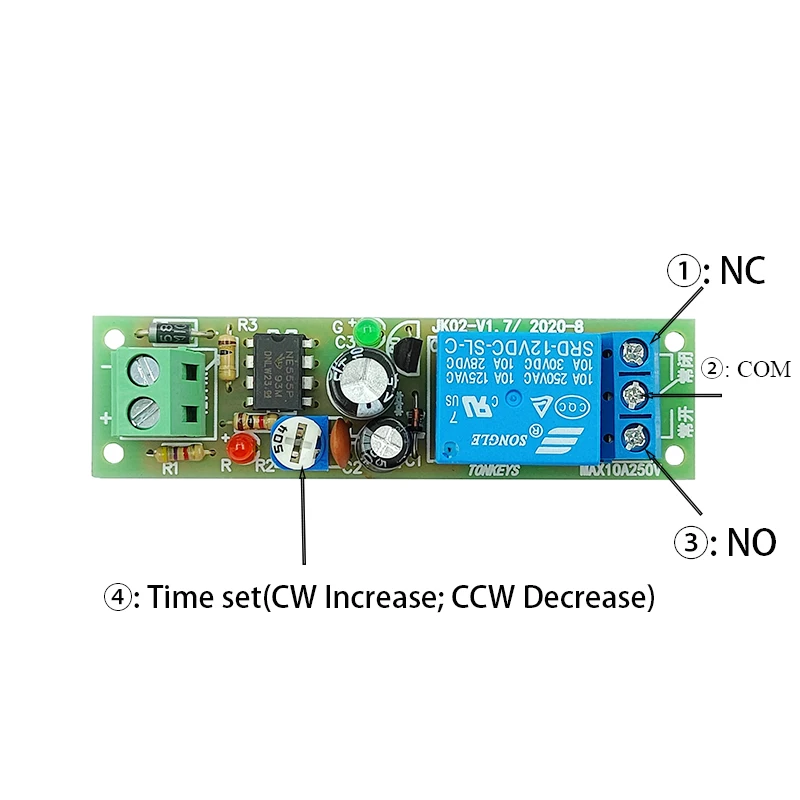 Time Delay Relay Module 5V 12V 24V Triggle Delay Monostable Relay Module Adjustatle 10s 60s 100S 200S Delay Timer Close Switch