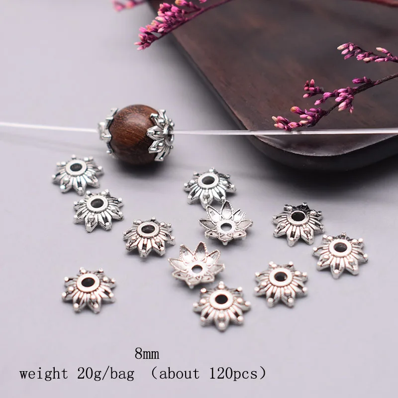 Gewicht 20 gr/beutel Tibetischen Antike Silber Farbe Metall Perlen Kappe Blume Spacer Bead End Kappen Für Schmuck MachenDIY Charms Armband