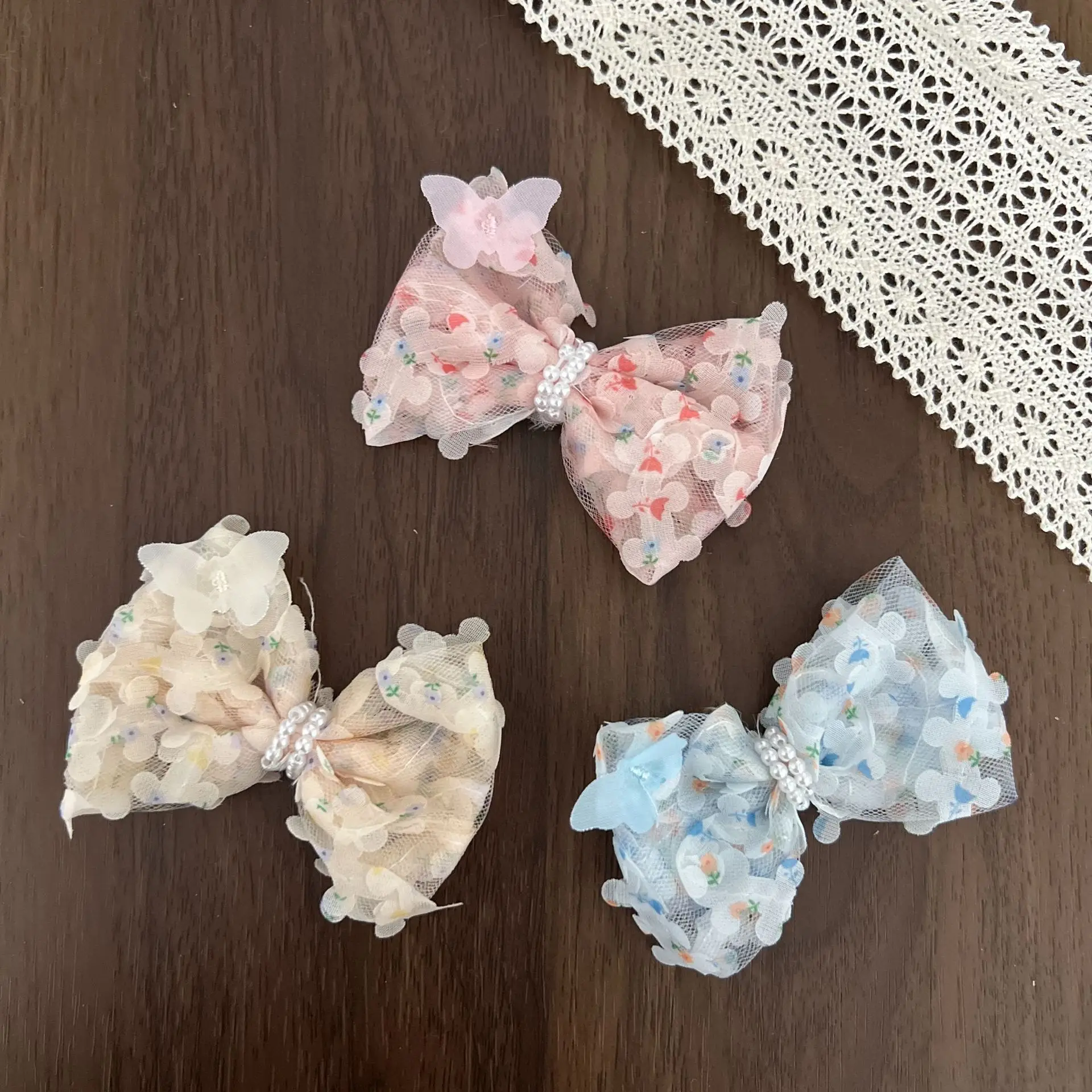 Brooch Pin DIY Accessory Cute Sweet Bow Cloth Craft Material for Dress Shoes Socks Hair Clip Ornament Lightweight Small Colorful