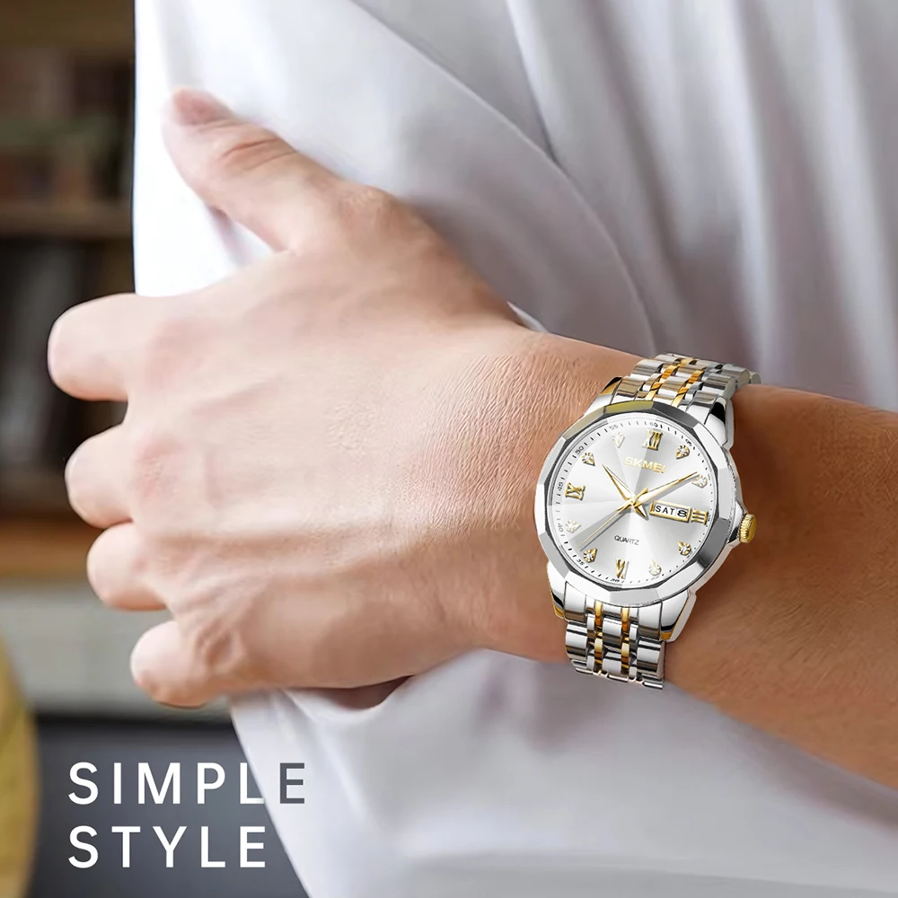 SKMEI Men's Watch Original Movement Quartz Movement Wristwatch Luxury Waterproof Luminous Stainless Steel Watches Reloj Hombre