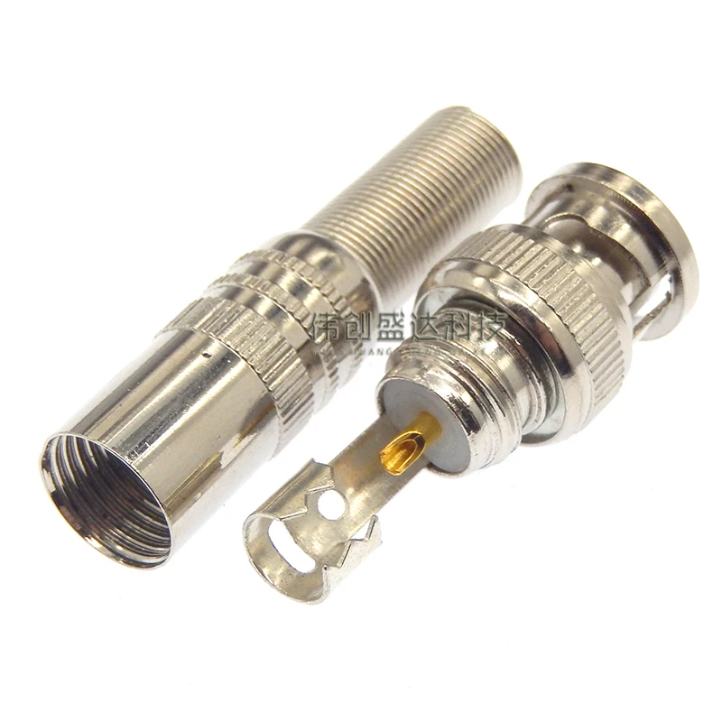 2Pcs BNC Solderless Connector Q9 HD Video Oscilloscope Male Plug Welding Free 75-5 Ohm Monitoring Weldings Cable Connectors