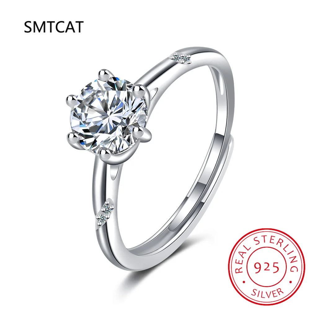 1 Carat D Color Moissanite Diamond Wedding Ring For Women 925 Sterling Silver Finger Band Fine Jewelry Anillos De Prata