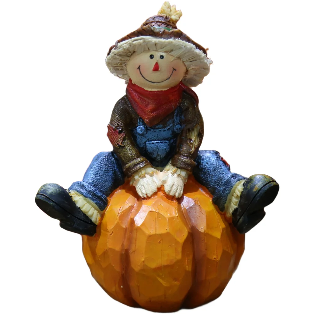 Autumn Harvest Resin Scarecrow Girl Pumpkin for figurine for Home Decor Tabletop Display 7x7.5x14cm Indoor Decoration