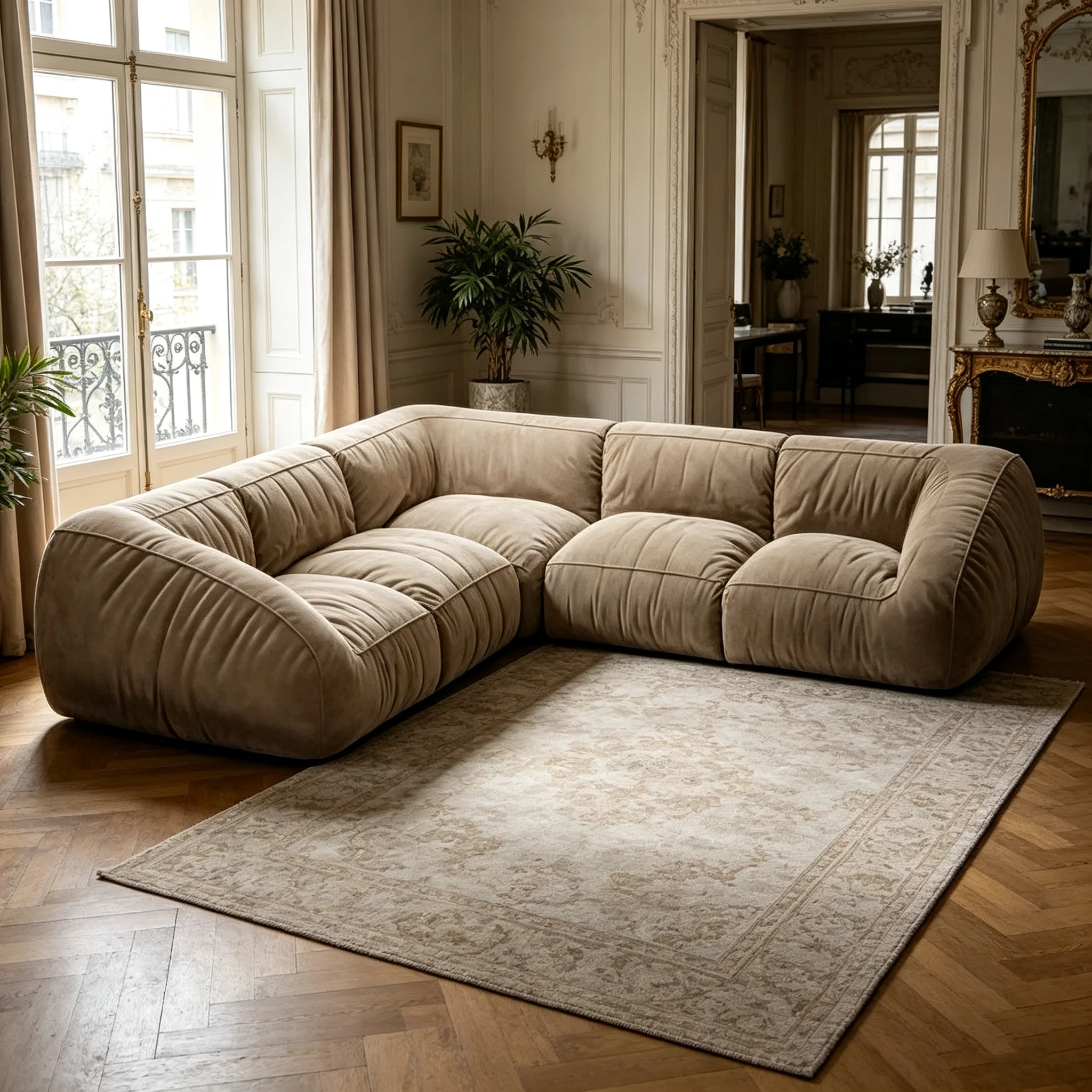 G*-Ergonomic Modular Sectional Sofa with Plush Velvet Cushions and Free  Design for Large Living Spaces
