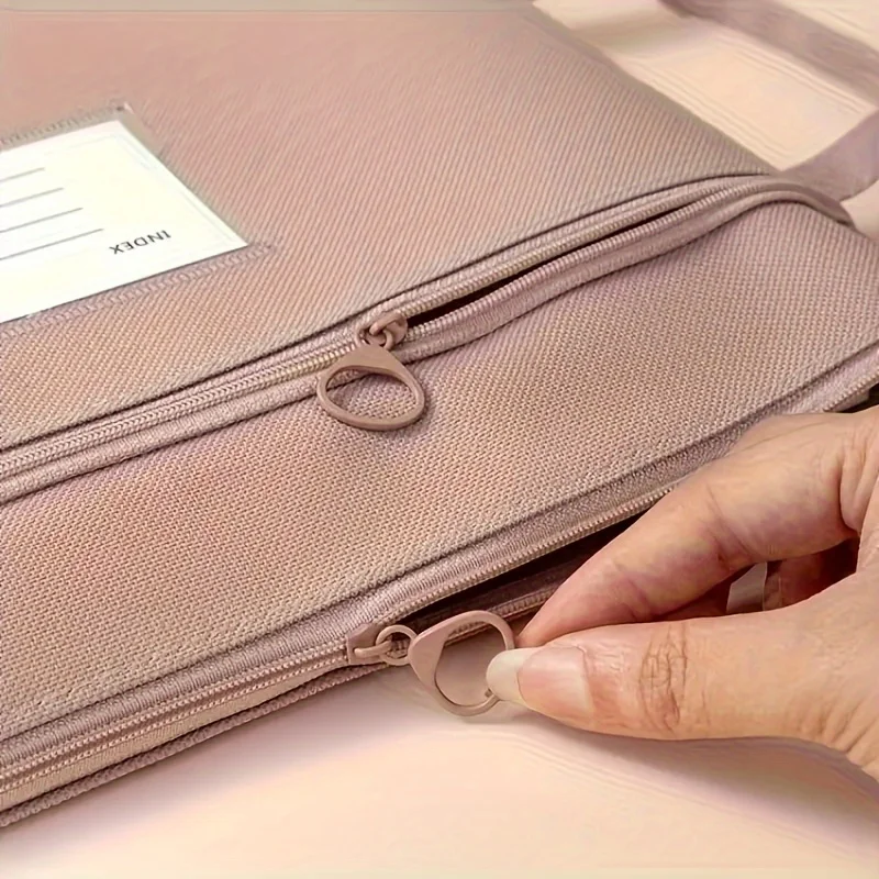 Large Capacity A4 File Organizer - Waterproof Oxford Fabric Double-Layer Zipper Compartments Durable Stylish Stationery & Office