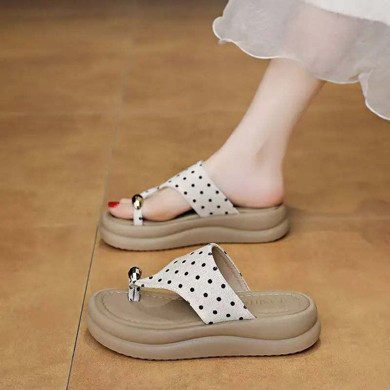 

Women Summer New Wedges Pinch The Toe Slippers Thick sole Lightweight Non Slip Height Increasing Outdoor Beach Slippers Sandals