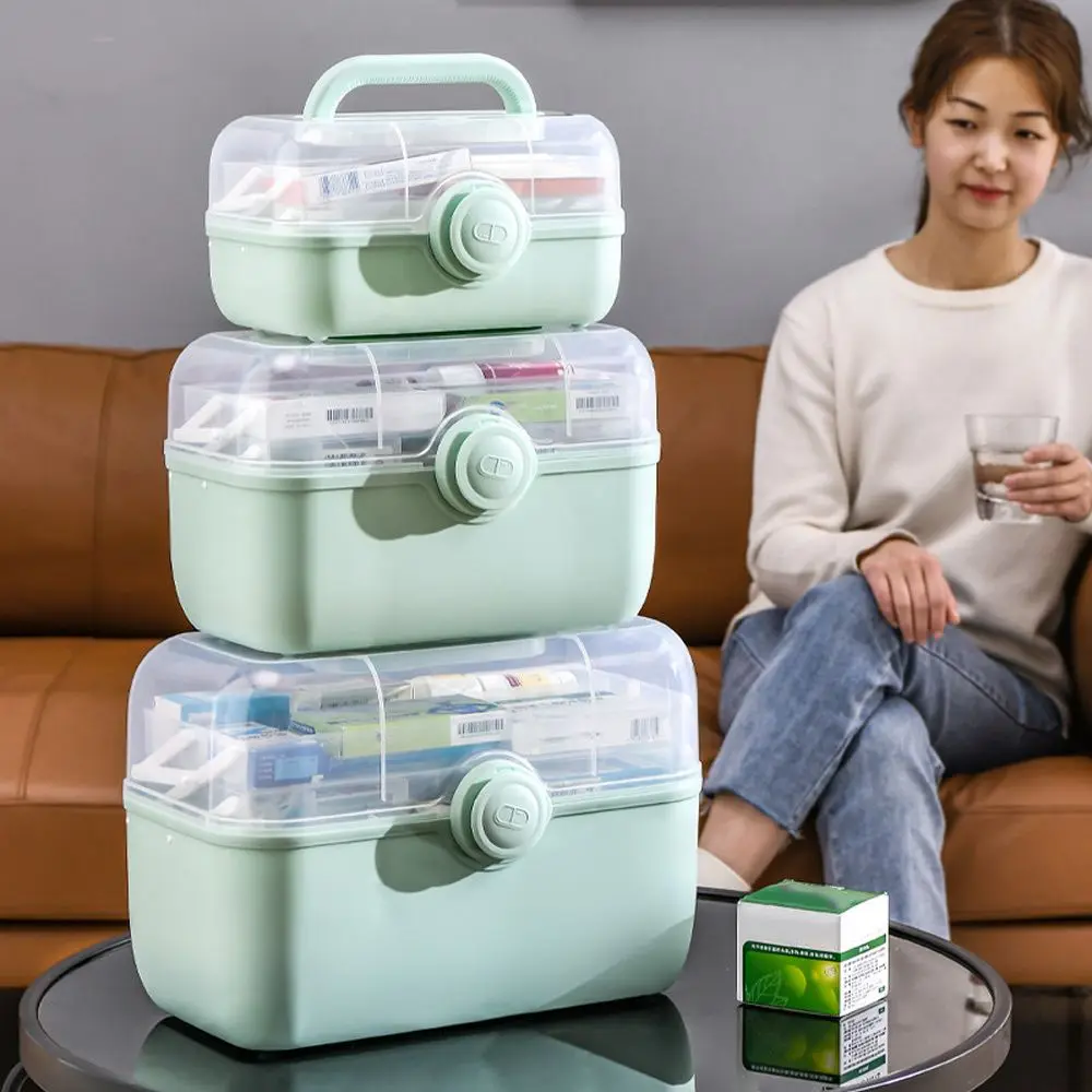 Box Household Aid Kit Box Multifunctional Large-capacity 3 Tiers Medicine Box Portable Emergency Kit Box Folding Medicine Chest