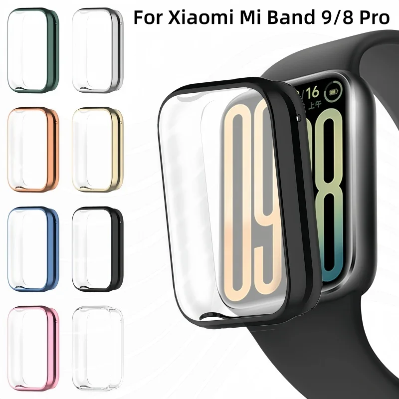 

Гальванический чехол для Xiaomi Mi Band 9/8 Pro, защита от падения, защита экрана для Xiaomi Band 9Pro 8Pro, мягкий защитный чехол из ТПУ