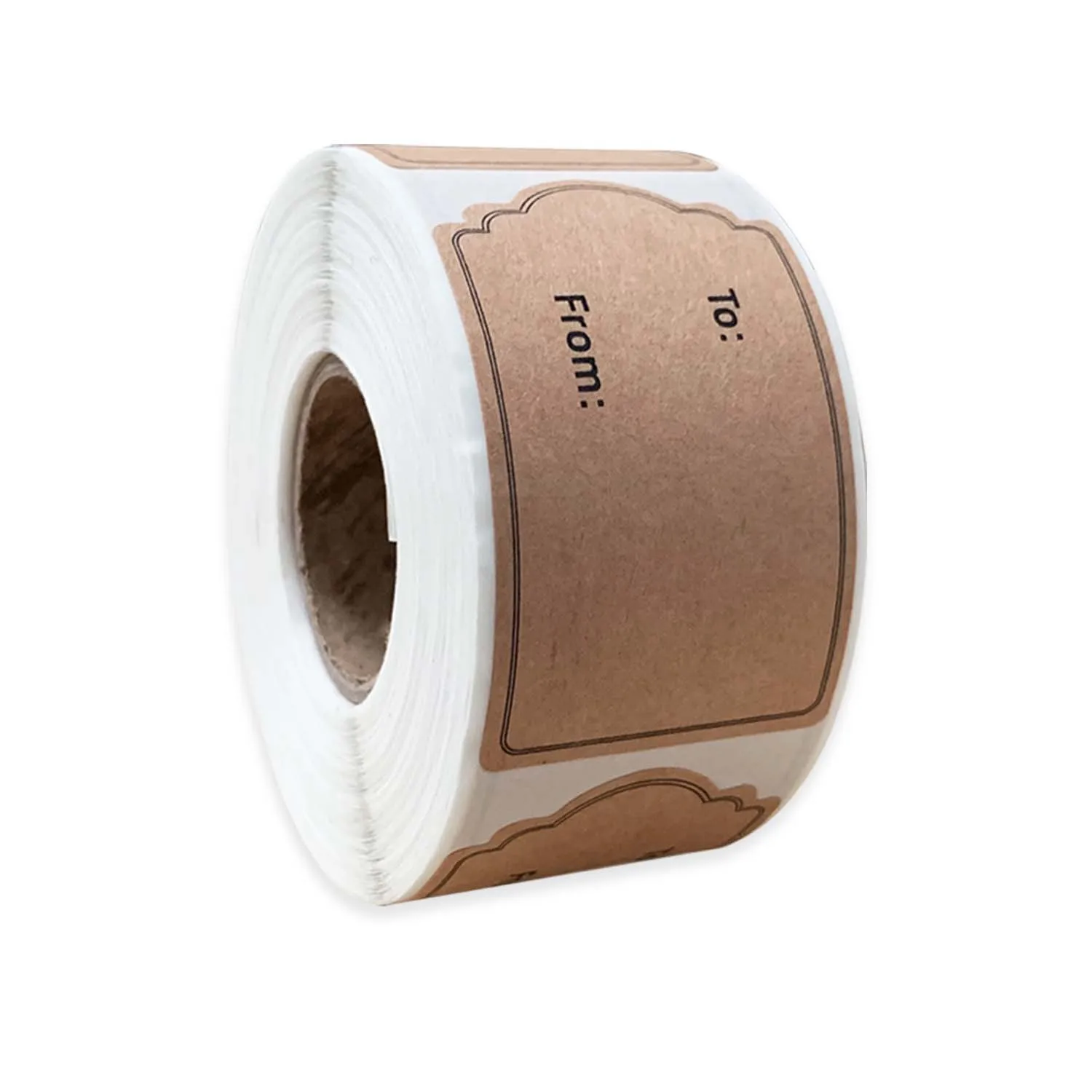 300 قطعة/لفة من ملصقات علامات الهدايا المصنوعة من كرافت البني الطبيعي مقاس 1.2 بوصة × 2 بوصة، ملصقات هدايا لاصقة من كرافت لديكور عيد الميلاد