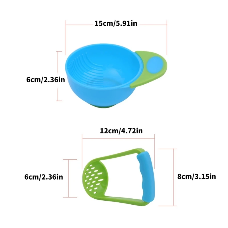 L5YF Grinding Bowl Set Baby Masher Bowl with Handle Vegetable Puree Masher Bowl