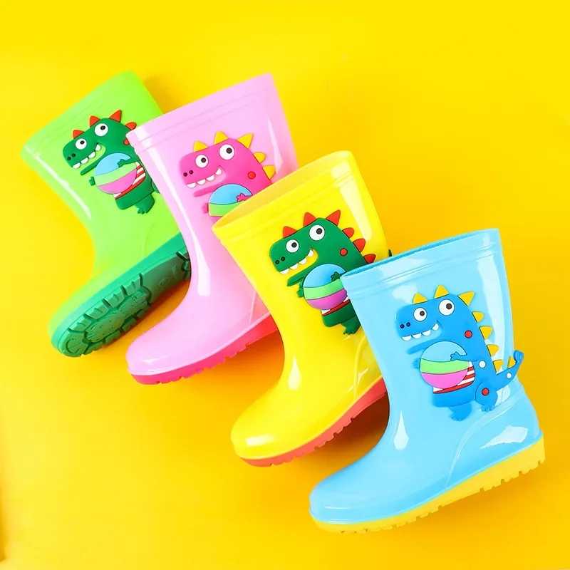 Four-season Boys Girls Waterproof Rain Boots Kids Cartoon Cotton Warm Non-slip Gardening Shoes Kids Outdoor Casual Water Shoes