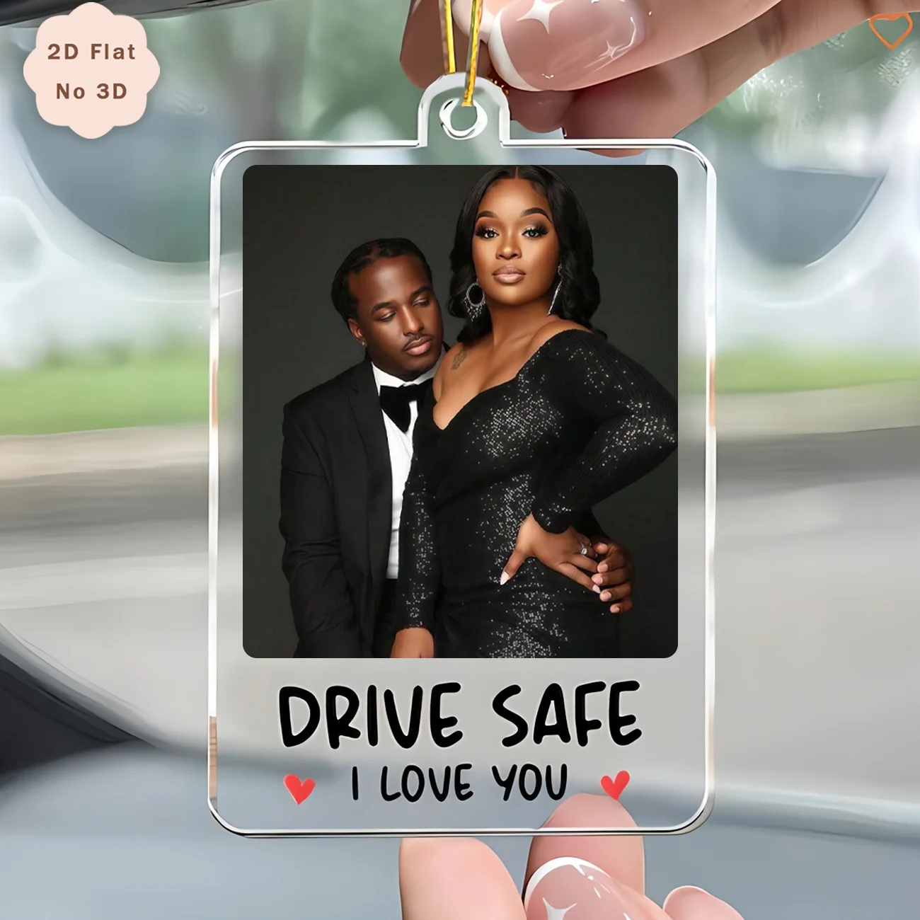 Custom Photo Car Hanging Ornament, Personalized 2D Flat Acrylic Rearview Mirror Pendant, Custom Text Car Decor, Novelty Memorial