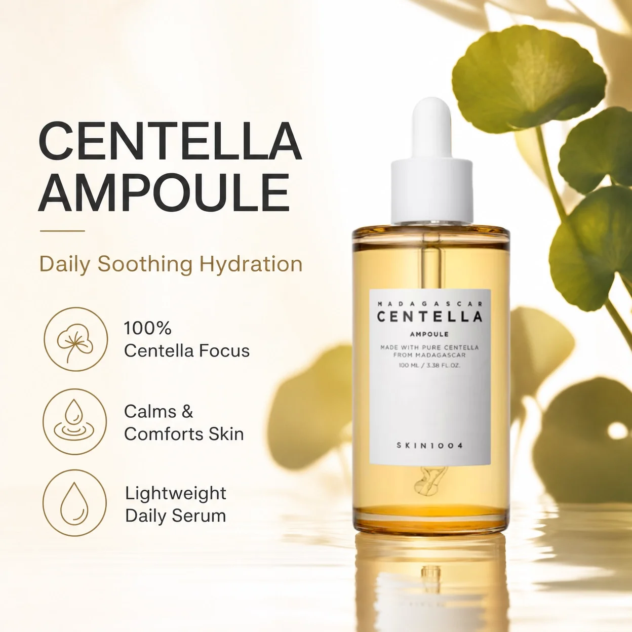Korean Centella Ampoule Essence,Brightening Calming and Repairing Pores Smoothing Face Moisturize Serum Daily Face Care Products