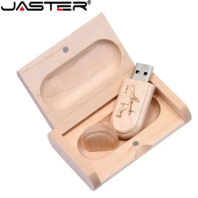 Unidad Flash USB de madera de Arce, pendrive con logotipo personalizado gratuito, 32GB, 64GB, regalo creativo de boda, 128GB, 50 piezas