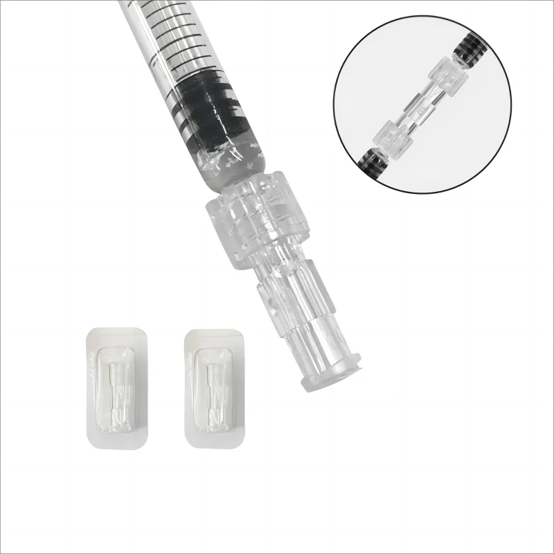 Leak Proof Double Helix Medical Sterile Luer Lock Adapter 10-100PCS Transparent Plastic Syringe Connector