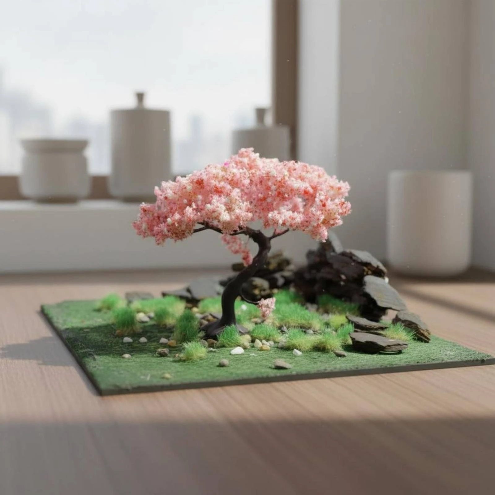

Miniature Cherry Flower Tree Realistic Appearance Artificial Japanese Cherry Tree Model Sand Table Landscape Model