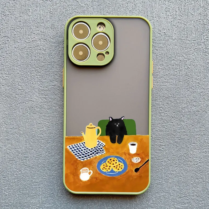 Niedliche Cartoon-Katzen-Illustrations-Handyhülle für iPhone 17 16 15 Pro Max Hüllen iPhone 14 13 12 11 Pro Max Mini XS XR X 16 PlusCover – Detail 8