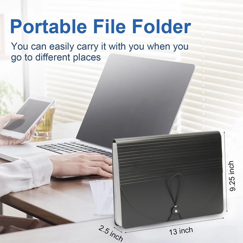 24 Pockets Expanding File Folder With Blank Labels, File Organizer With Expandable Cover, Accordion File Organizer