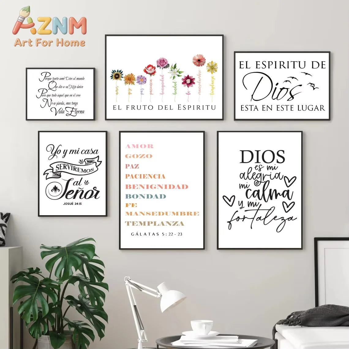 Spanish Version Bible Verse Prints The Spirit of God Quote Poster Espanol Religious Wall Art Canvas Painting Christian Decor
