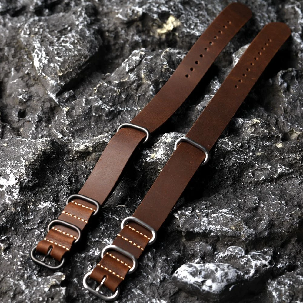 Handmade Head layer Cowhide Leather G10 Vintage For Military Watch Bracelet 20 22 24MM Vintage Leather Bracelet Straight Men