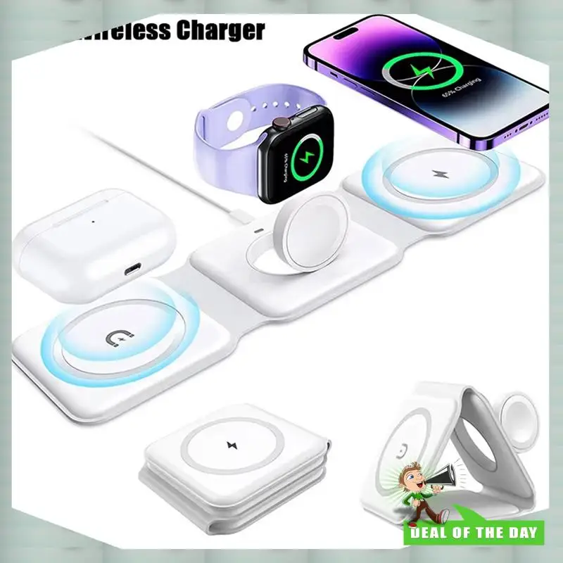 24-Hour Delivery Magnetic Wireless Charging Dock Station 3 In 1 Foldable Stand For Iphone 15 14 13  Watch  Fast Char