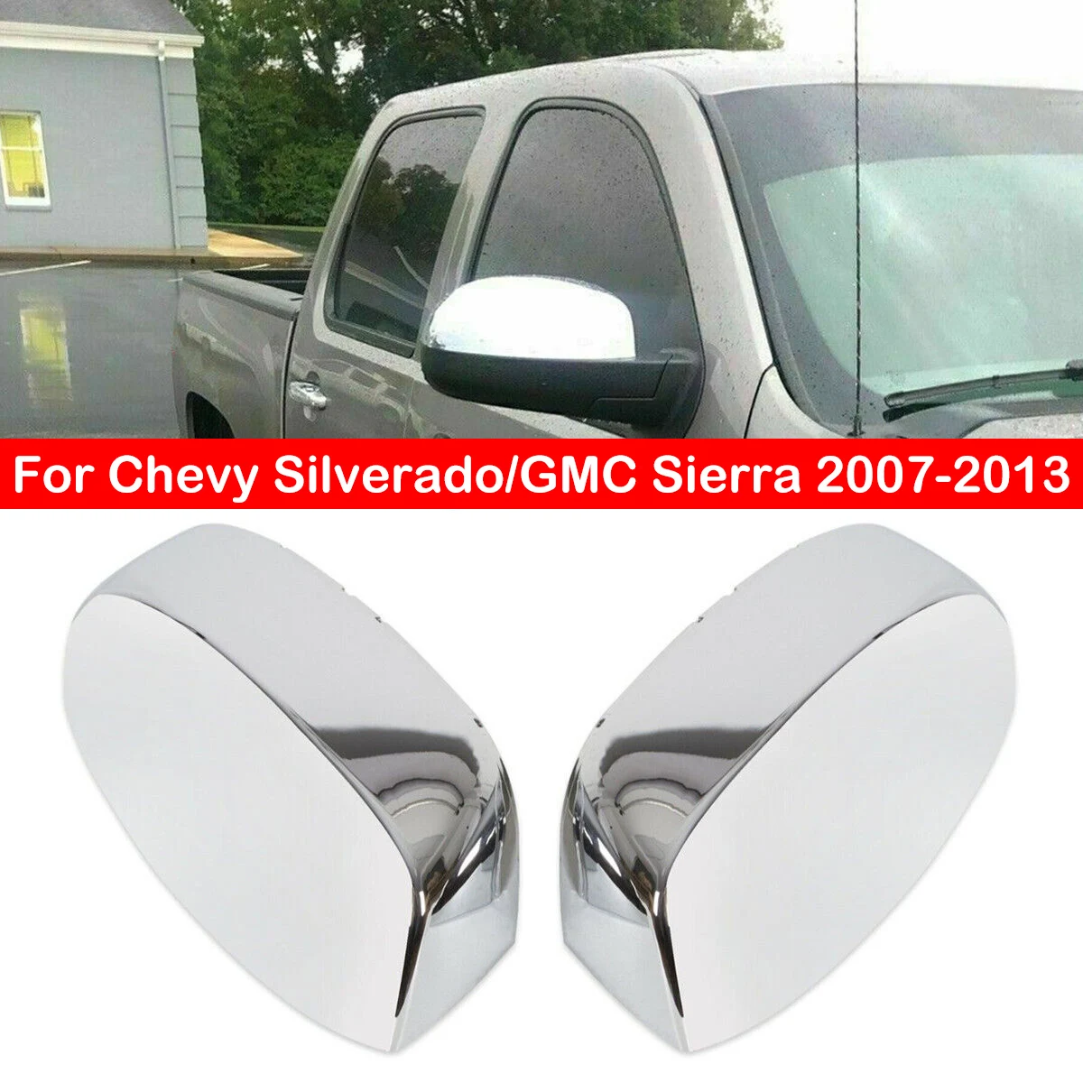 

Для Chevy Silverado/GMC Sierra 2007-2013 Автомобильное боковое зеркало заднего вида, крышка крыла, внешняя дверь, задний вид, накладка, серебристый хром