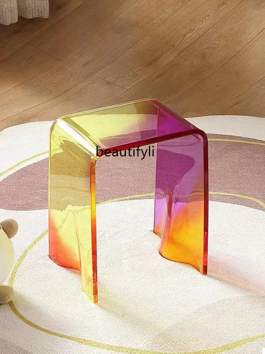 Acrylic Rainbow Stool Household Shoe Change Stool Casual Chair Transparent Affordable Luxury Fashion Low Stool Dressing